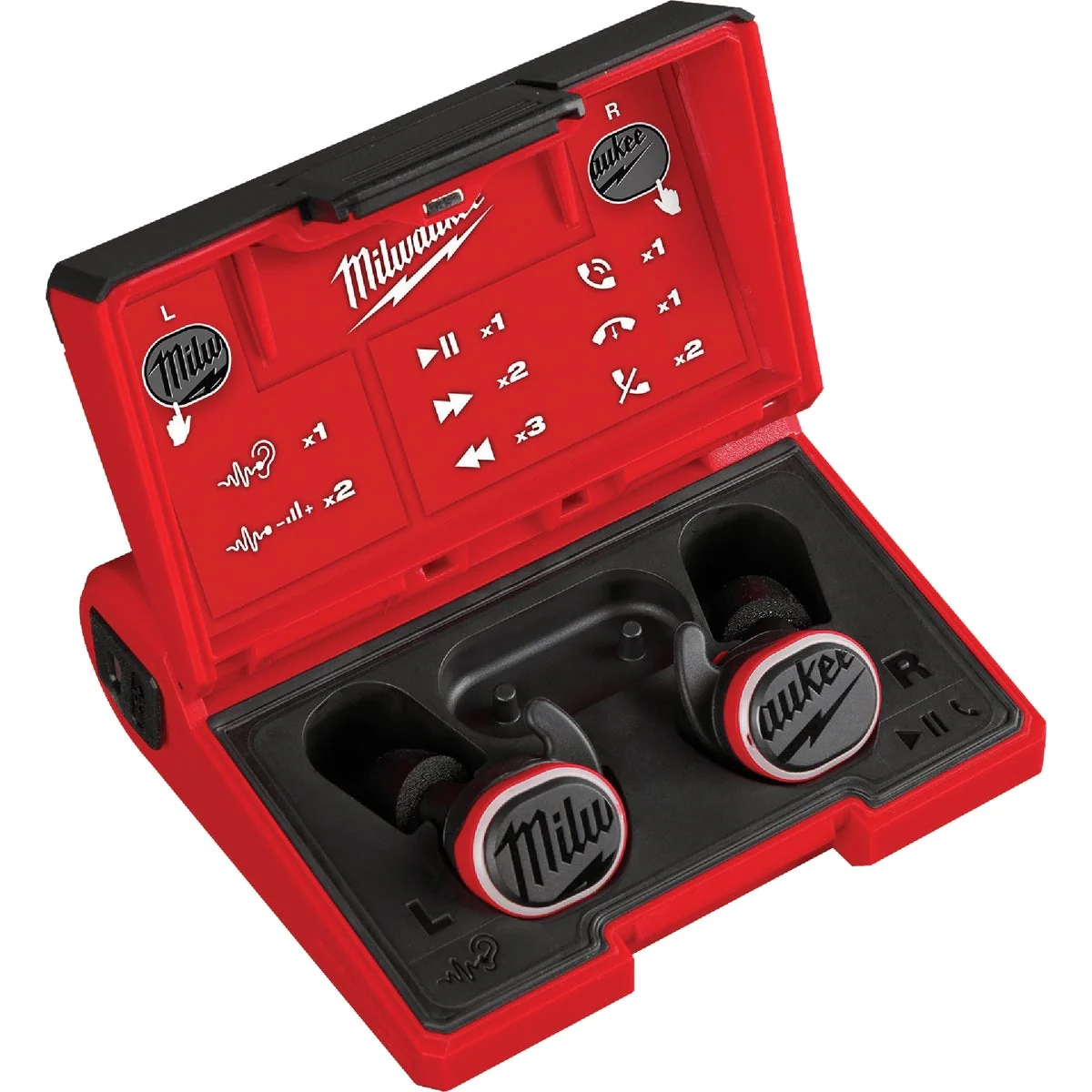 Traditional Milwaukee REDLITHIUM USB Bluetooth Jobsite Earbuds Practical