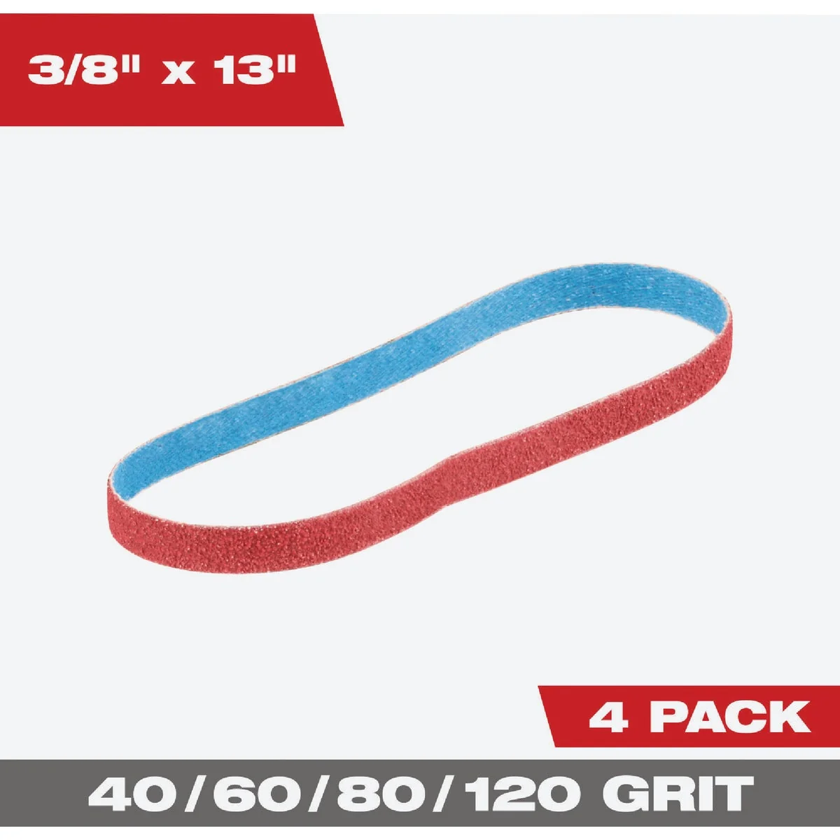 Superior Milwaukee 3 8 In. x 13 In. 40 60 80 120 Grit Bandfile Belt Variety Pack 4-Pack Detailed