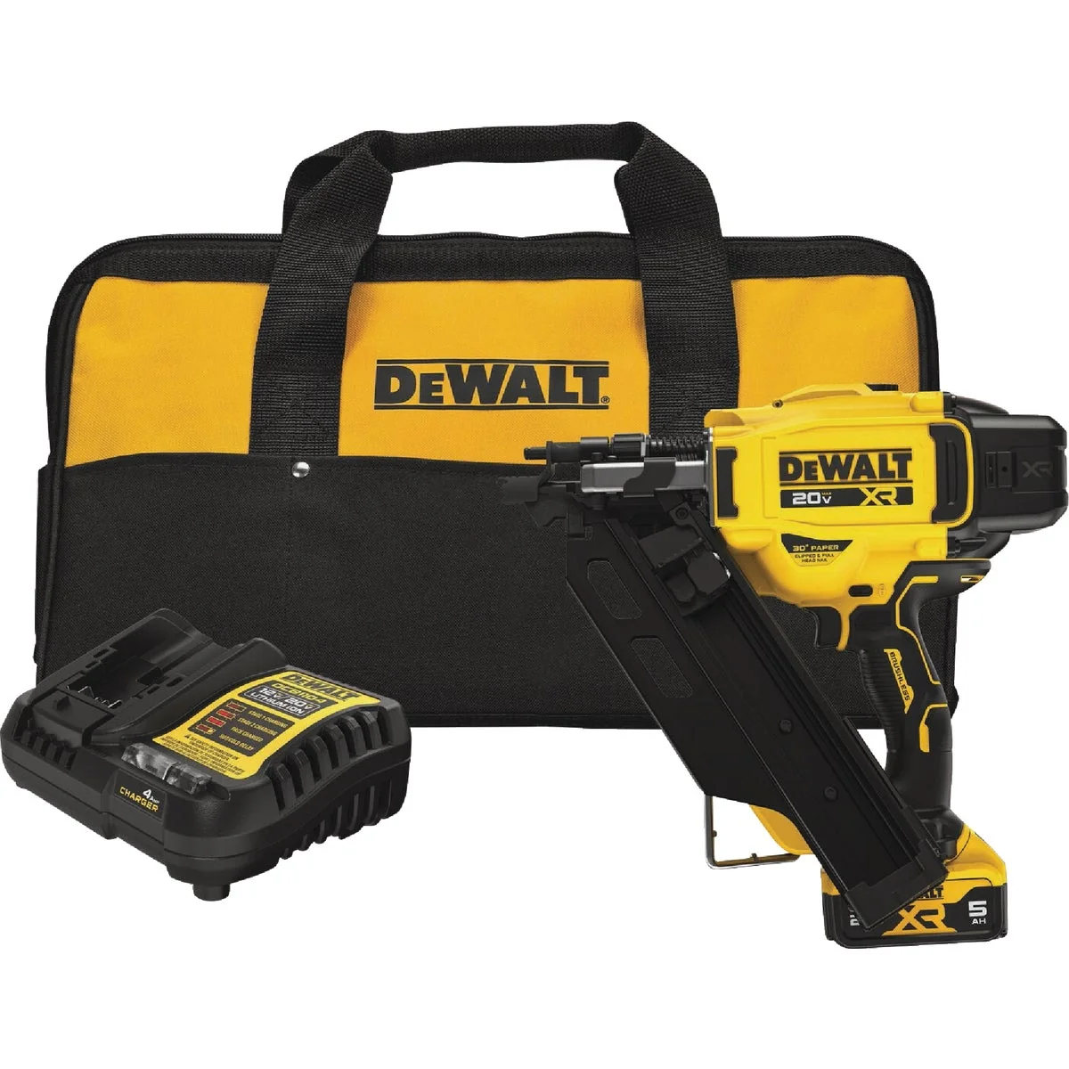 Luxury DEWALT 20V MAX XR Brushless 30 Degree Cordless Framing Nailer Kit with 5.0 Ah Battery Charger Enhanced