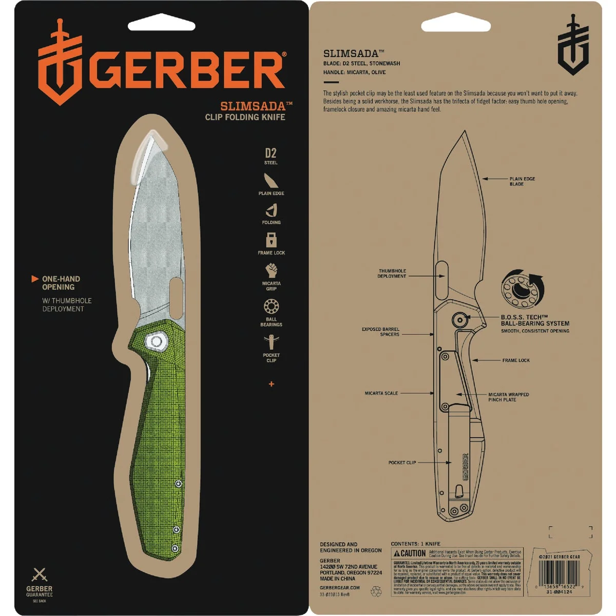 Smart Gerber Slimsada 3.47 In. Clip Folding Knife World-Class