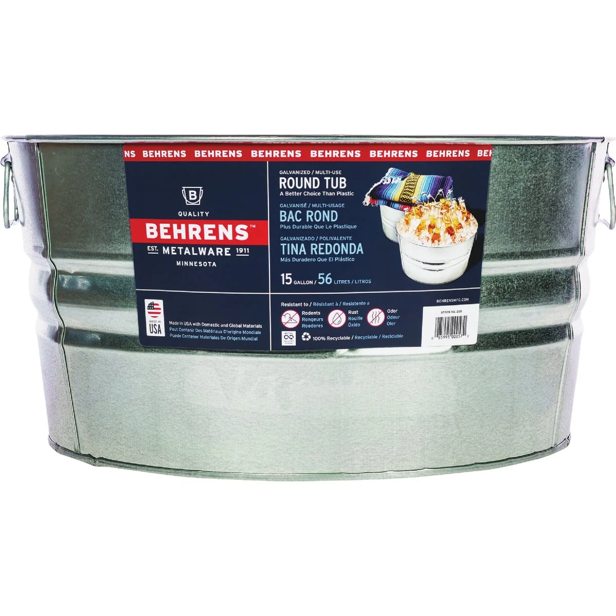 Convenient Behrens 15 Gal. Round Galvanized Steel Utility Tub Efficient