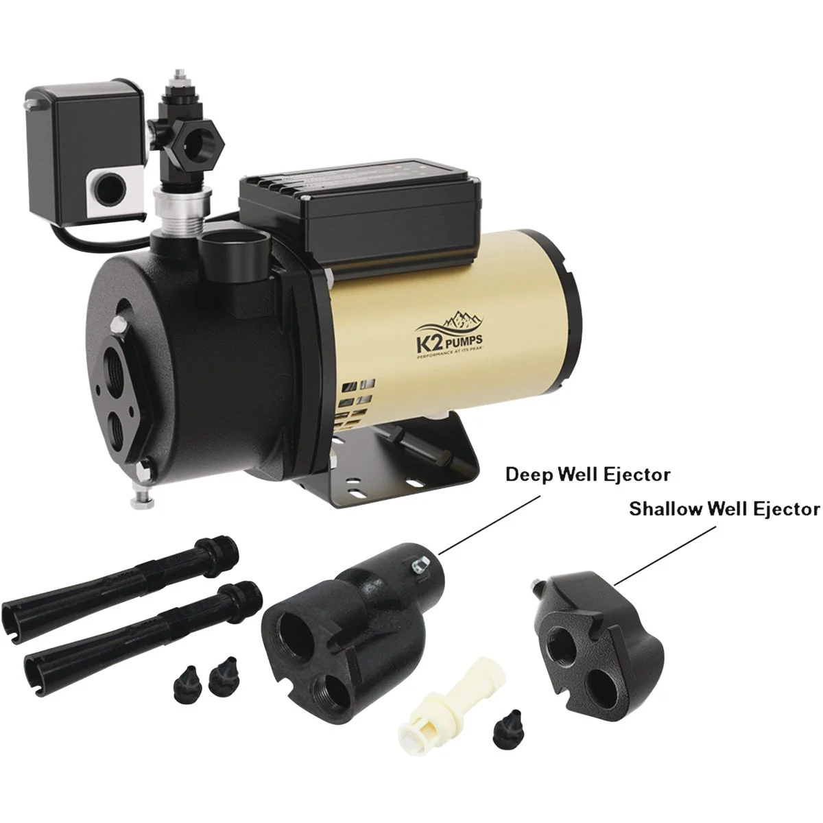 High-Performance K2 IntelliJet 3 4 HP Heavy-Duty Cast Iron Convertible Deep Well Jet Pump Reusable