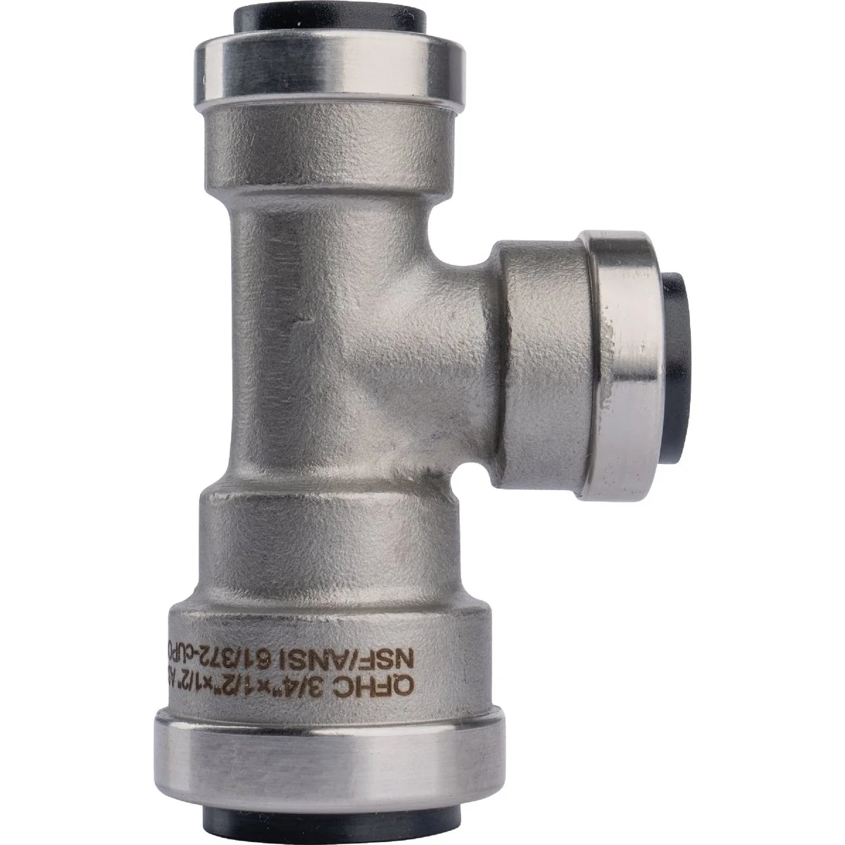 Breathable QuickFitting 3 4 In. x 1 2 In. x 1 2 In. Push-to-Connect Stainless Steel Reducing Tee Superior
