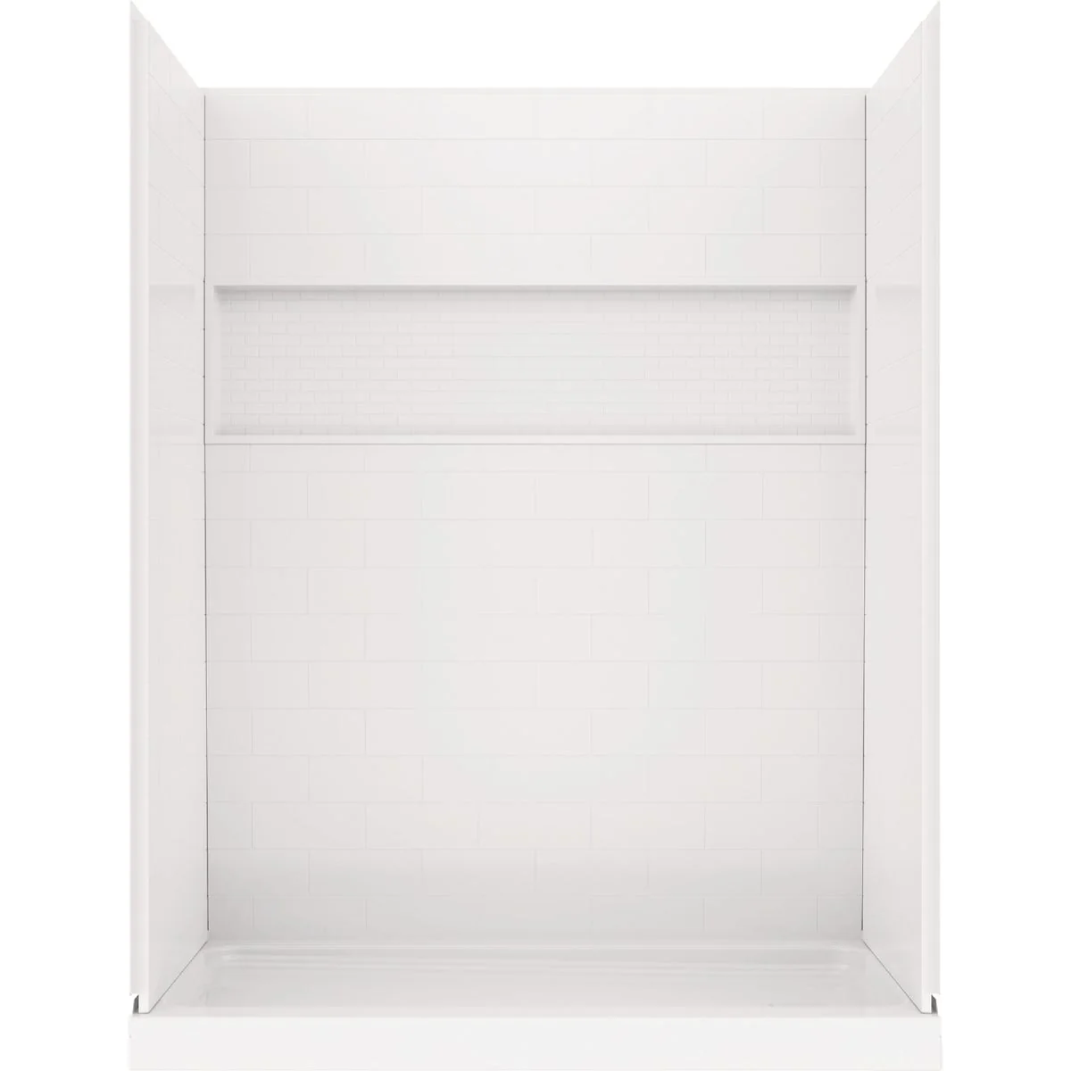 Trendy Bootz NexTile 6030 60 In. x 74 In. x 30 In. Direct-to-Stud Shower Wall Kit in White 4-Piece Professional