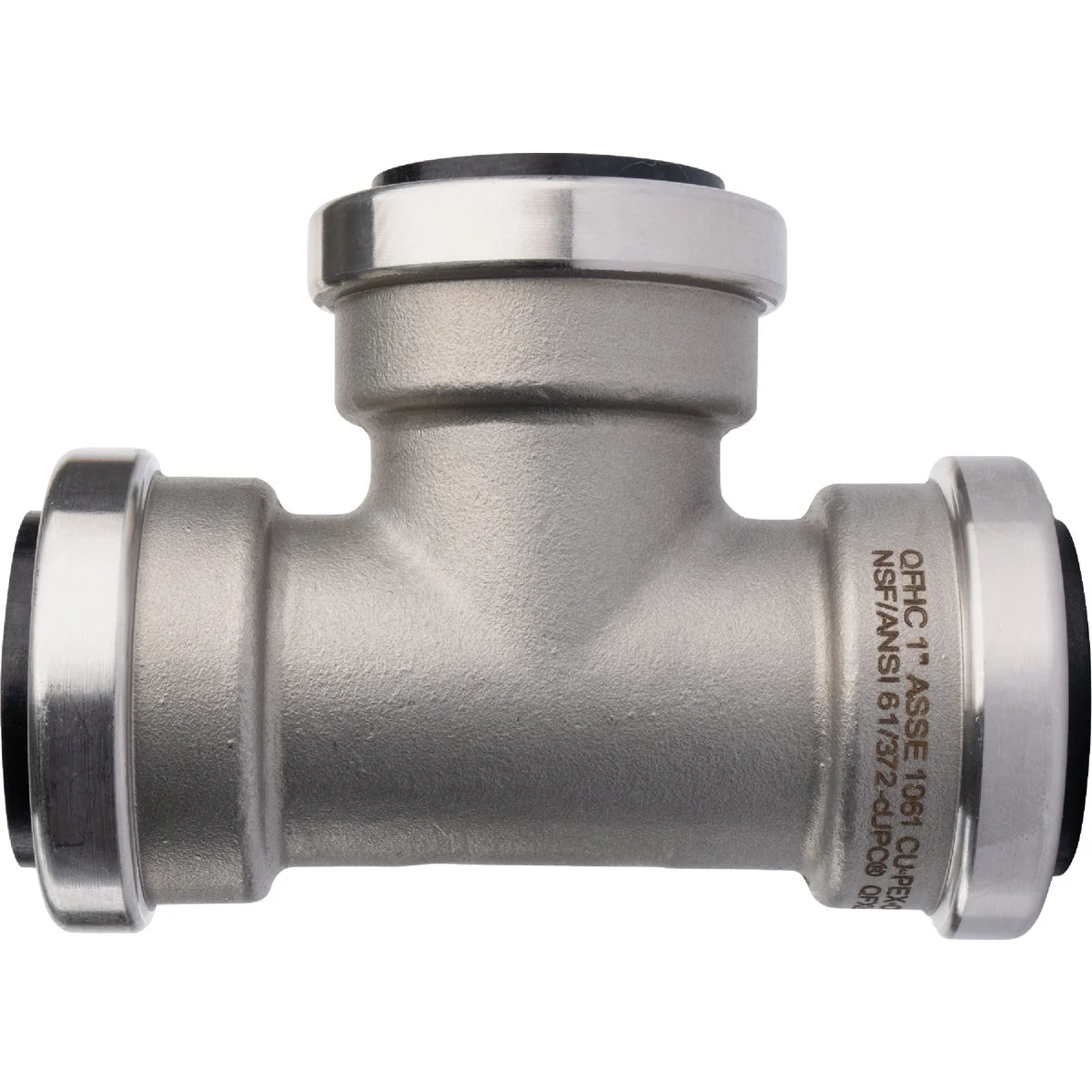Solid QuickFitting 1 In. x 1 In. x 1 In. Push-to-Connect Stainless Steel Tee Soft