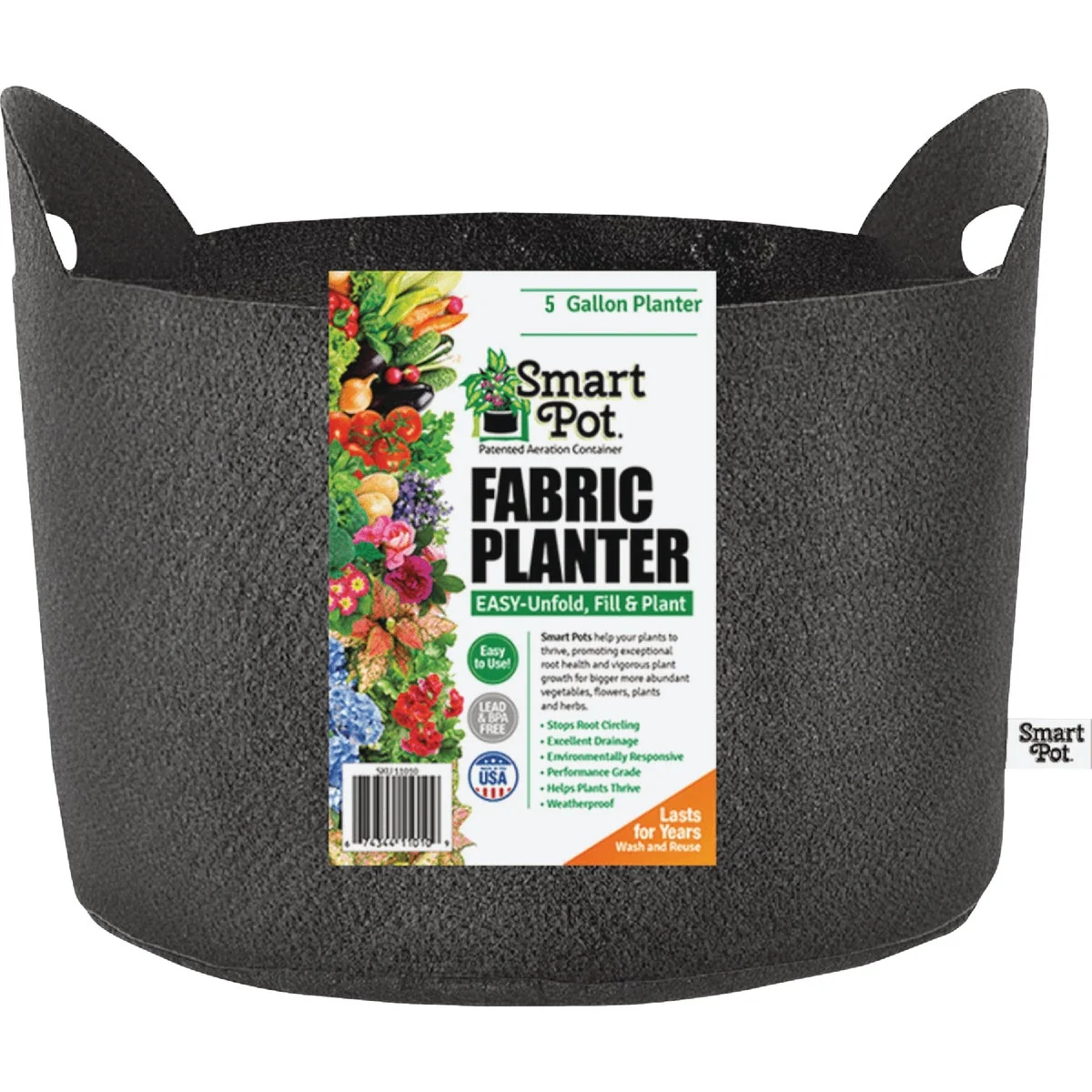 Genuine Smart Pot 5 Gal. Black Fabric Multi Purpose Grow Bag Fashionable