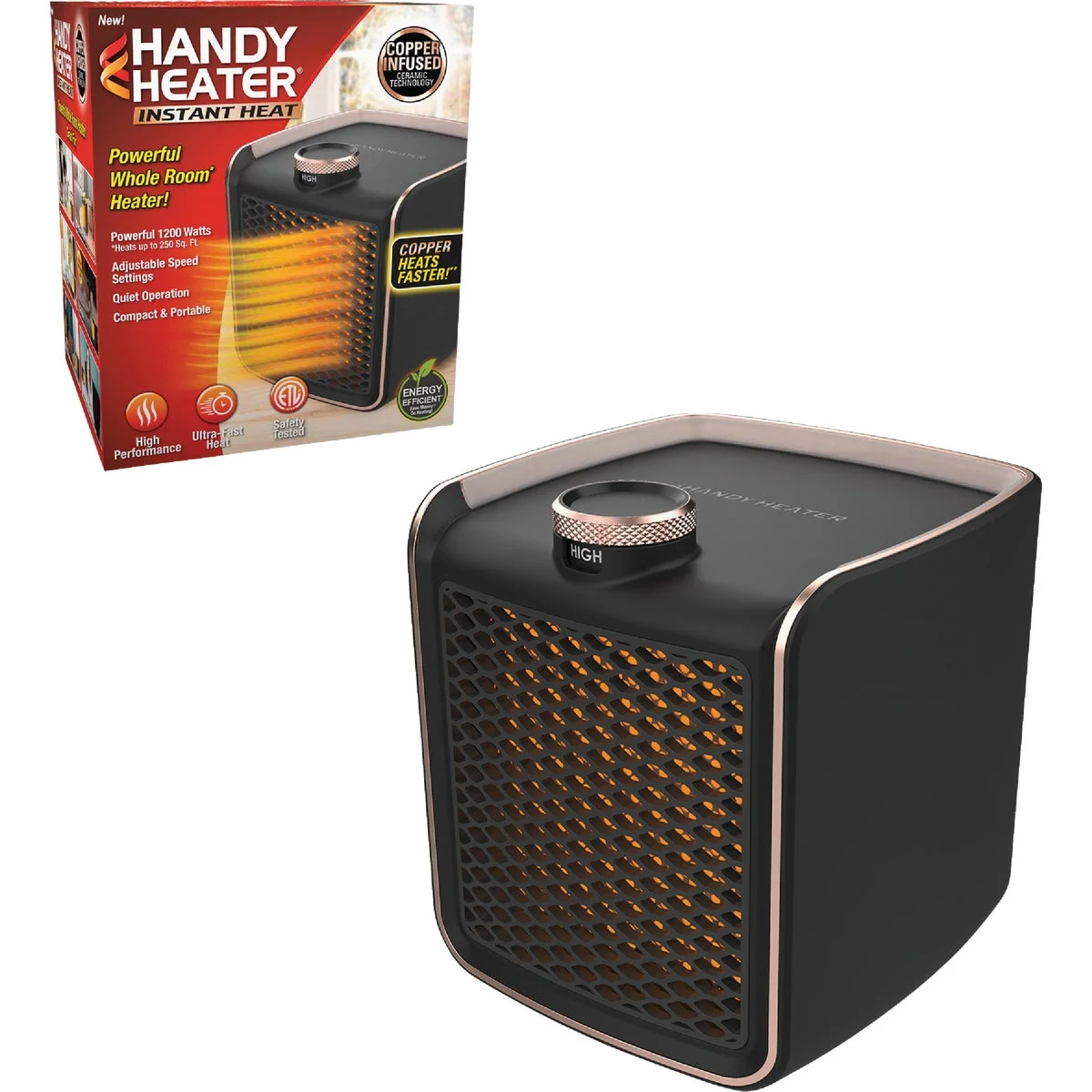 Breathable Handy Heater 1500W Copper Core Space Heater Natural