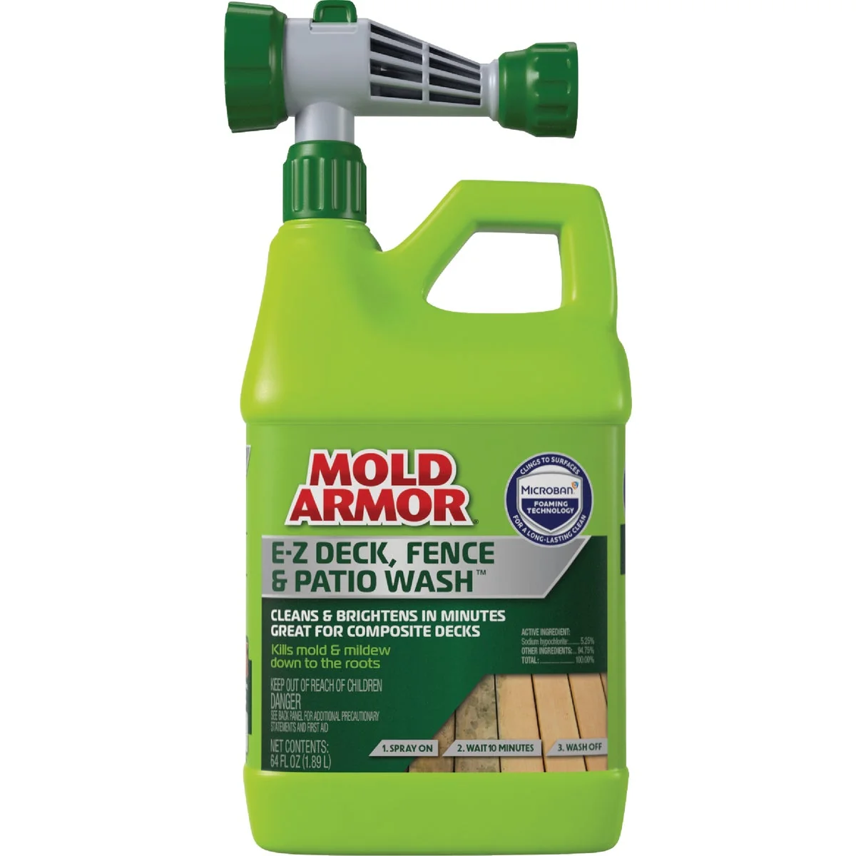 Fast Mold Armor E-Z Deck Fence Patio Wash with Microban 64 Oz. Hose End Original Design