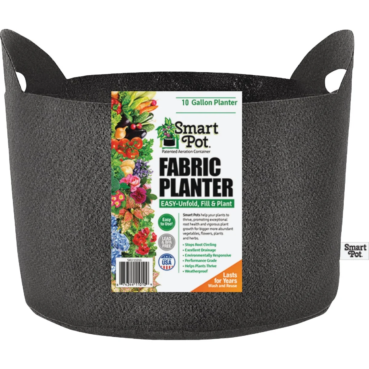 Casual Smart Pot 10 Gal. Black Fabric Pepper Veggie Grow Bag Eco-Friendly