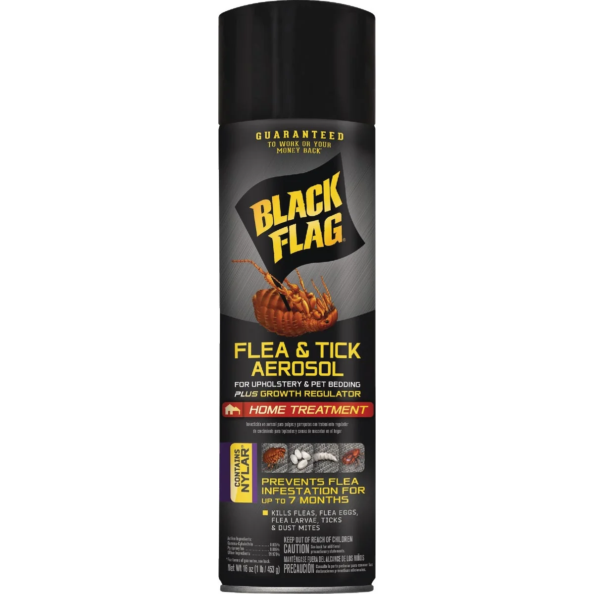 Practical Black Flag 16 Oz. Aerosol Spray Flea Tick Upholstery Pet Bedding Home Treatment Plus Growth Regulator Relaxed