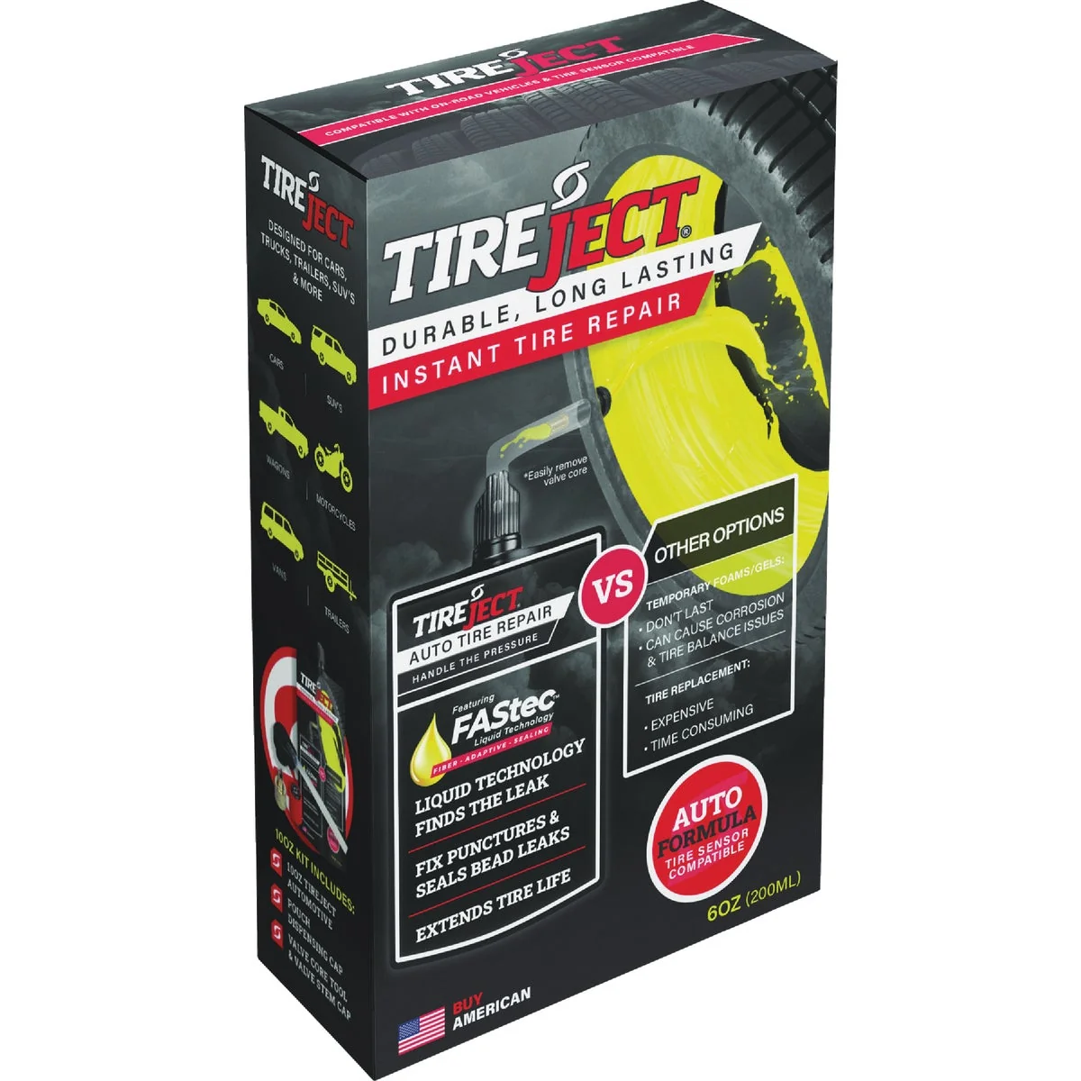 Sustainable TireJect Car Sedan Instant Tire Repair Kit Reusable