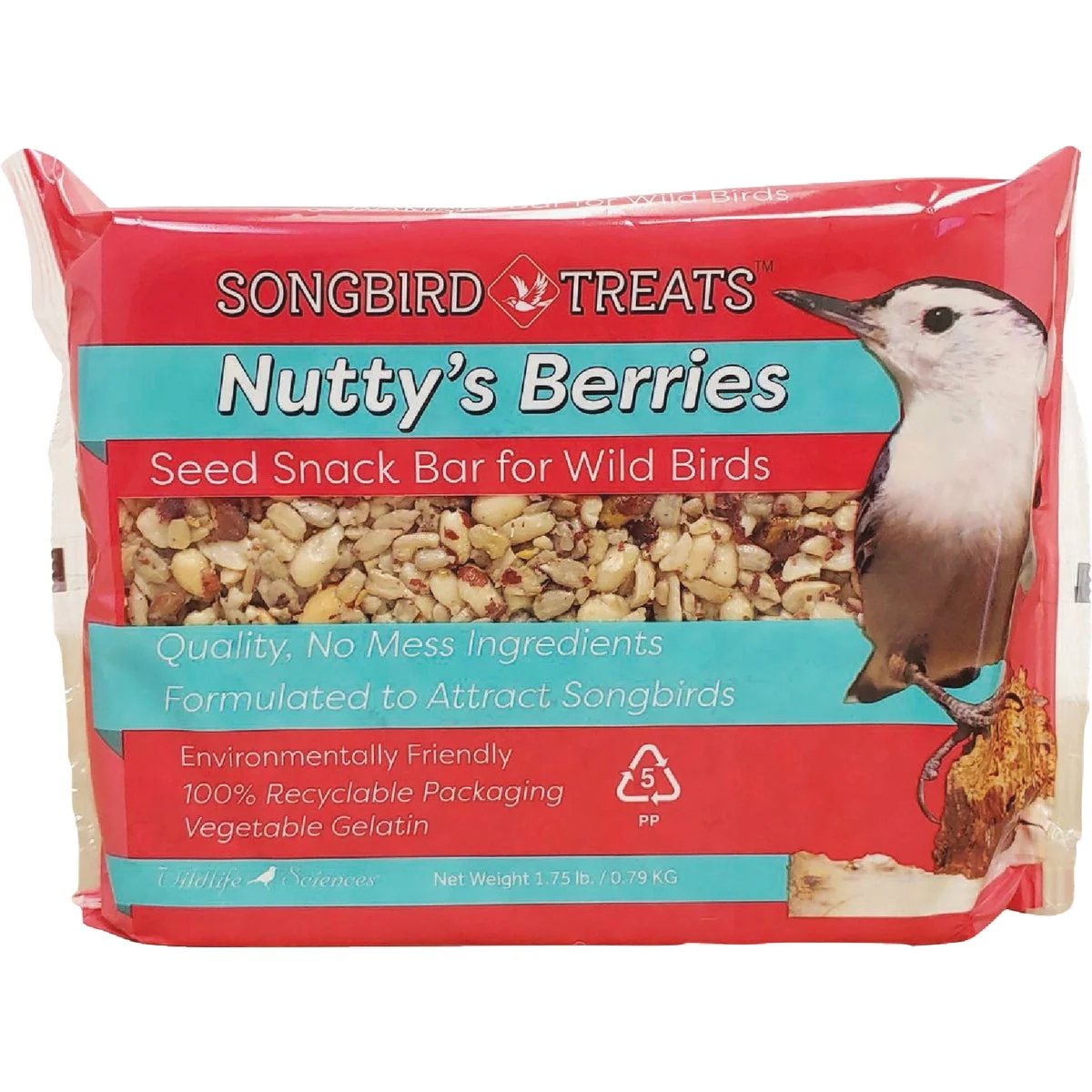 Advanced Wildlife Sciences Songbird Treats 1.75 Lb. Nutty's Berries Seed Bar Enhanced