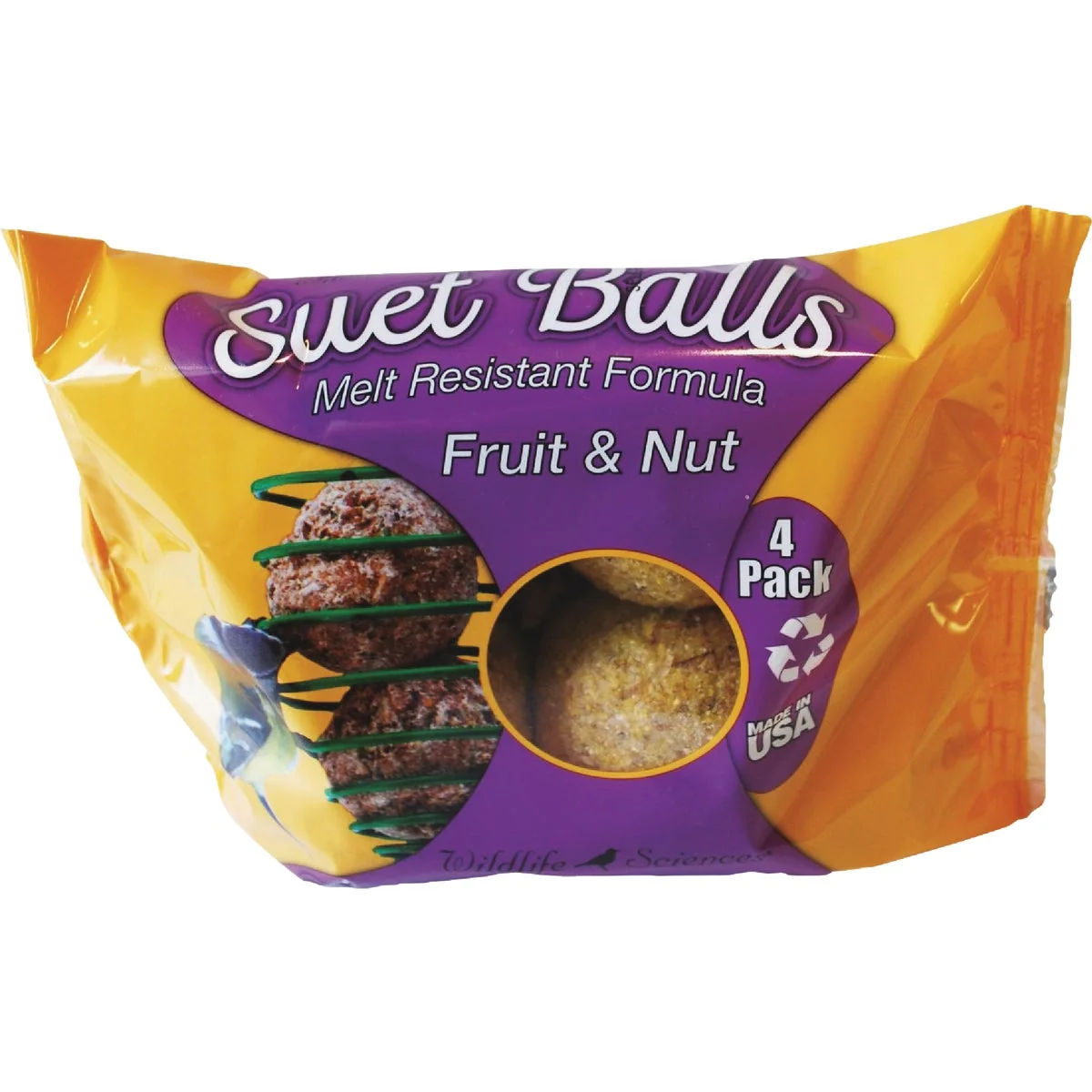 Genuine Wildlife Sciences Fruit Nut Suet Ball 4 Pack Eco-Friendly