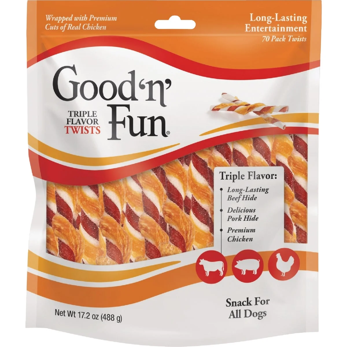 Smooth Good 'N' Fun Triple Flavor Twists Dog Snack 70-Pack Comfortable