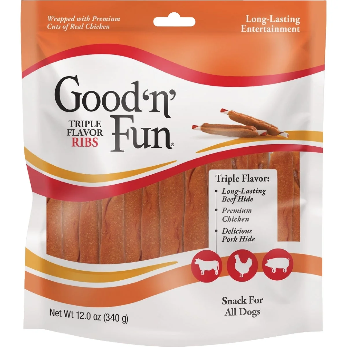 Trendy Good 'N' Fun Triple Flavor Rib 12 Oz. Dog Snack Next-Generation