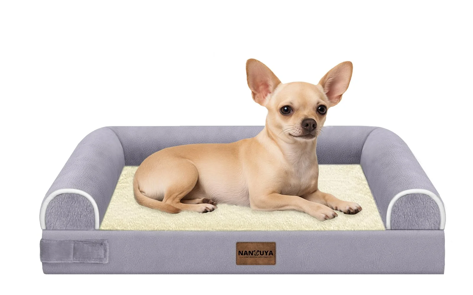 Powerful NANUYA Small Dog Bed Orthopedic — Egg-Crate Foam Washable Cover Purple Clean