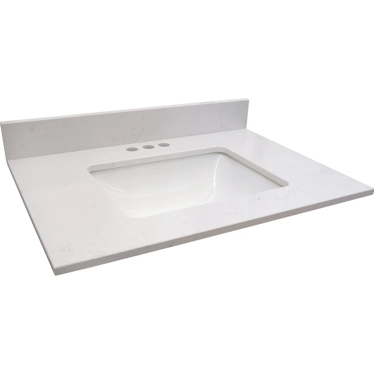 Original Bertch Oasis 31 In. x 22.5 In. Jasmine White Veined Quartz Vanity Top with Rectangular Bowl High-Quality