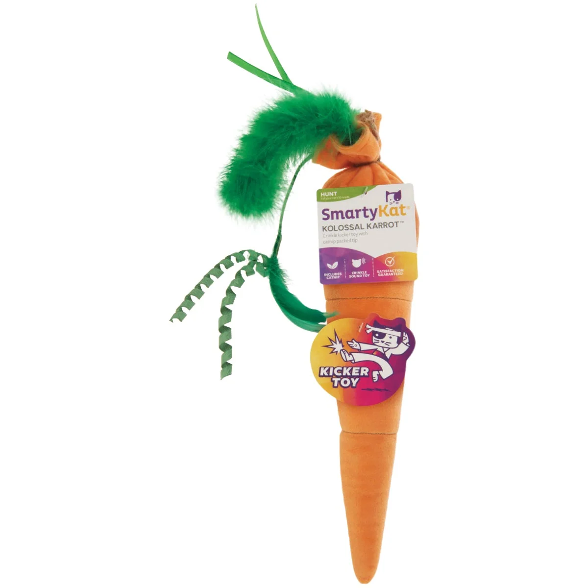 Safe SmartyKat Kolossal Karrot Plush Catnip Kicker Cat Toy Specialty
