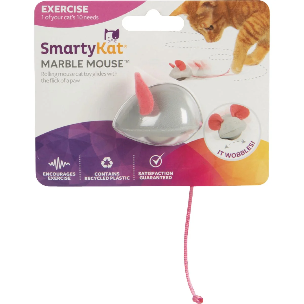 Premium SmartyKat Marble Mouse Rolling Marble Cat Toy Clean