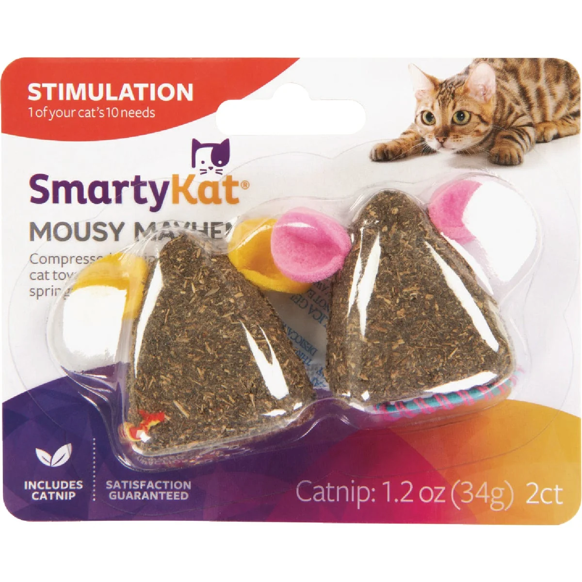Responsible SmartyKat Mousy Mayhem Compressed Catnip Mice Cat Toy 2-Pack Smooth
