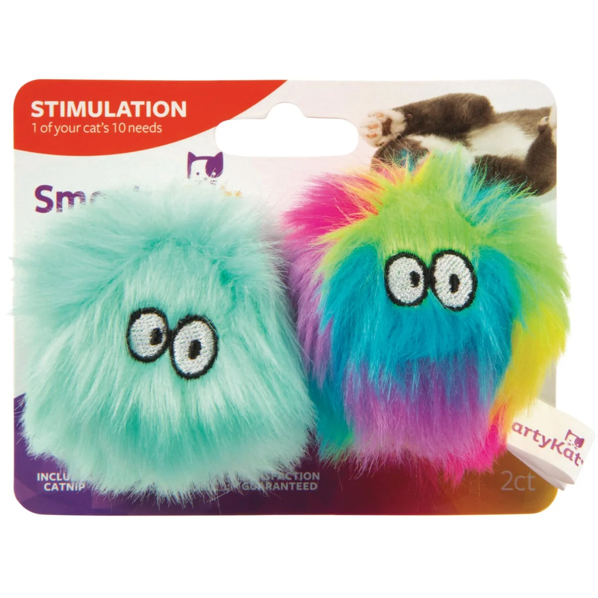 Convenient SmartyKat Fuzzy Friends Plush Catnip Ball Cat Toy 2-Pack Smooth