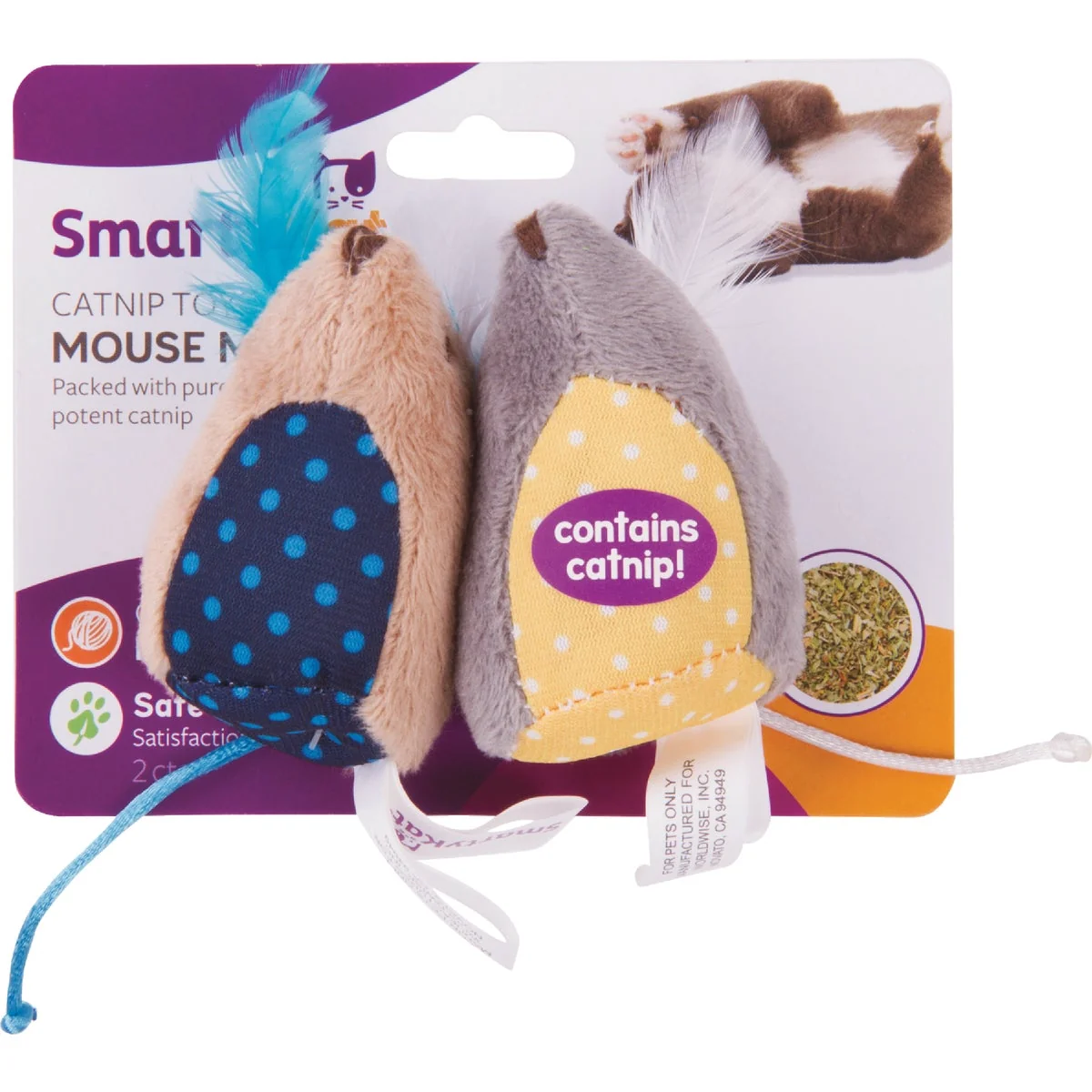 Breathable SmartyKat Mouse Mates Plush Catnip Cat Toy 2-Pack Fast