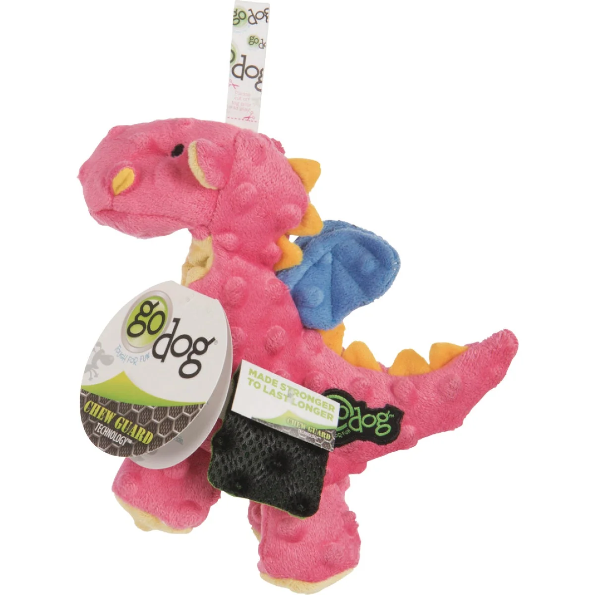 Elite goDog Dragons Small Coral Squeaky Plush Dog Toy Verified
