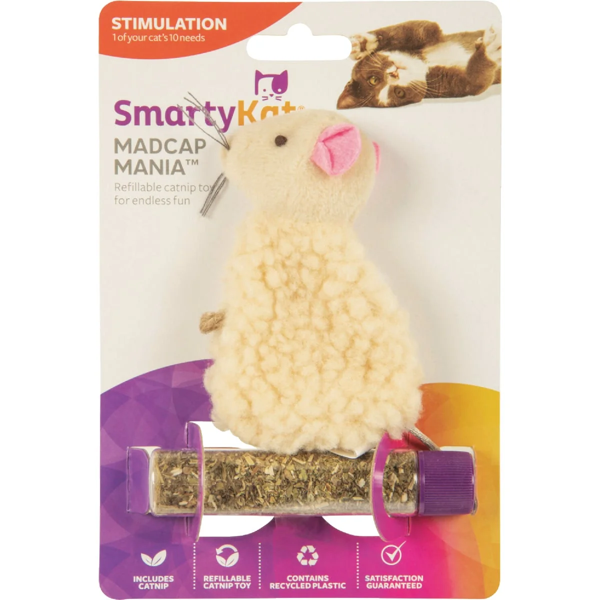 Consistent SmartyKat Madcap Mania Refillable Plush Catnip Cat Toy Modern