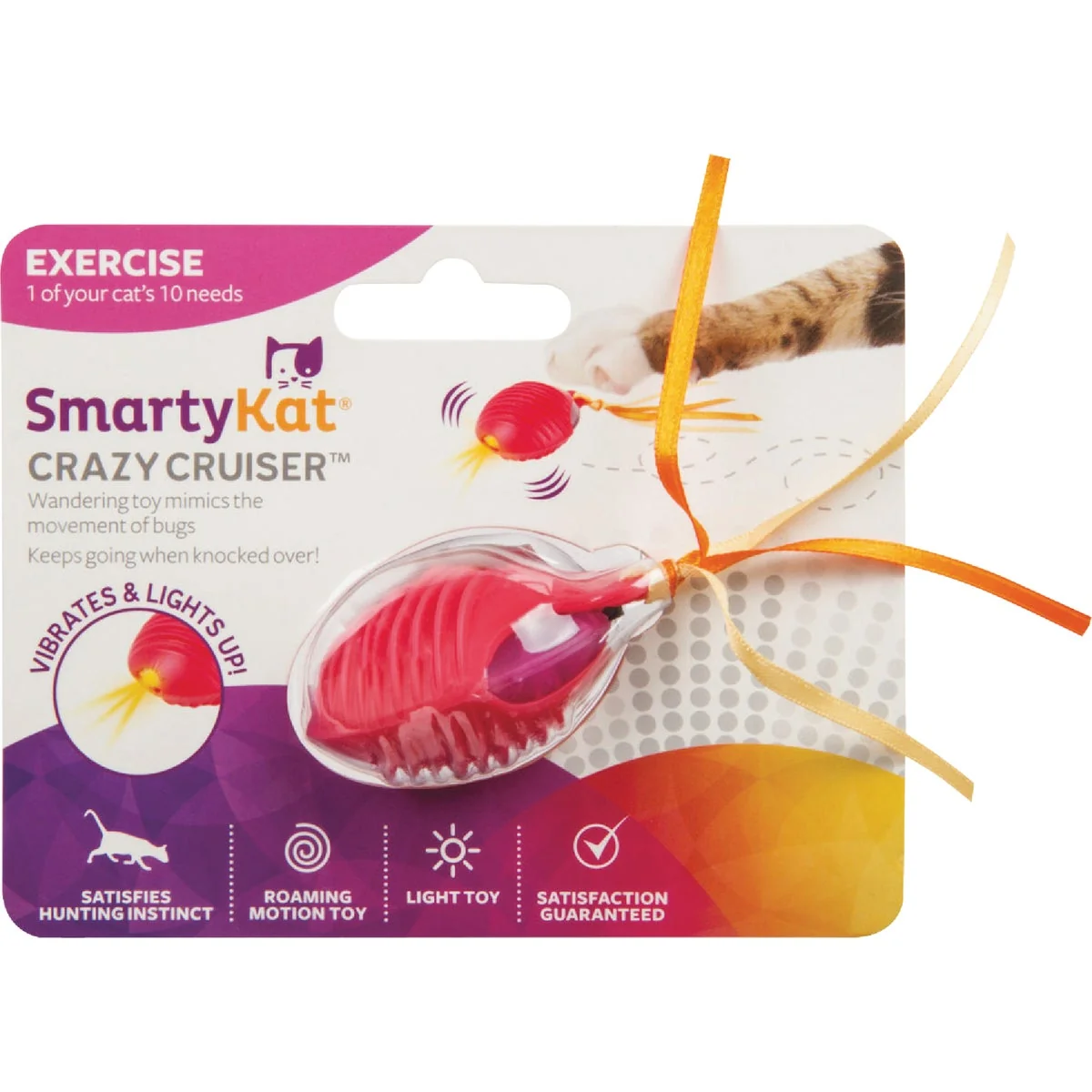 Fine SmartyKat Crazy Cruiser Rumble Bug Electronic Motion Cat Toy Convenient