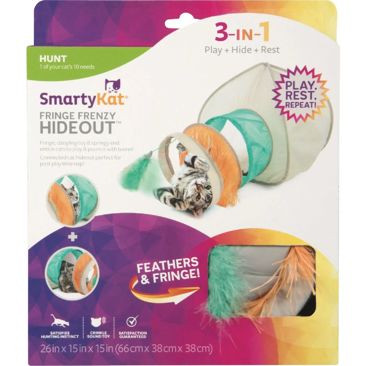 Contemporary SmartyKat Fringe Frenzy Cat Hideout Tunnel High-Grade
