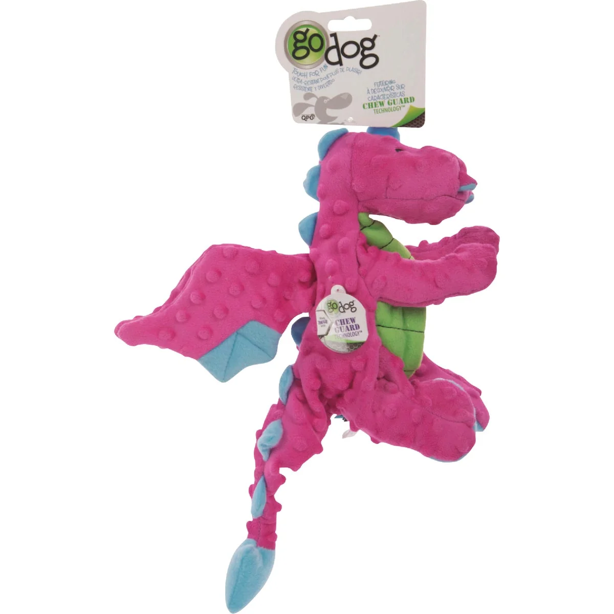 Stylish goDog Dragons Large Pink Squeaky Plush Dog Toy Superior