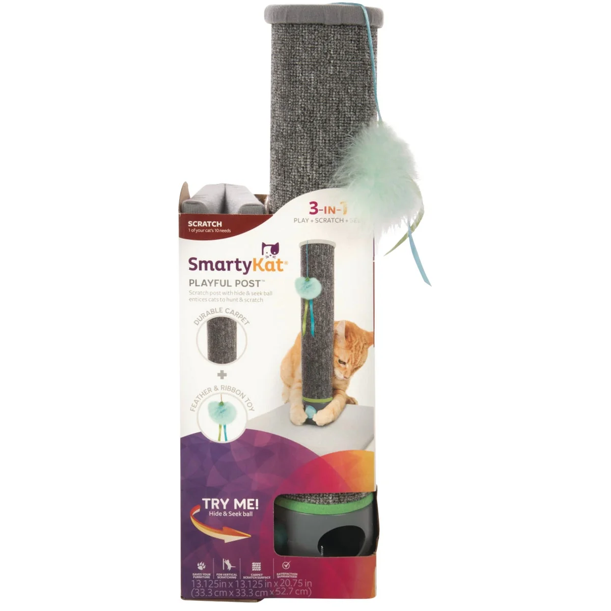 Casual SmartyKat Playful Post Carpet Cat Scratching Post Refined