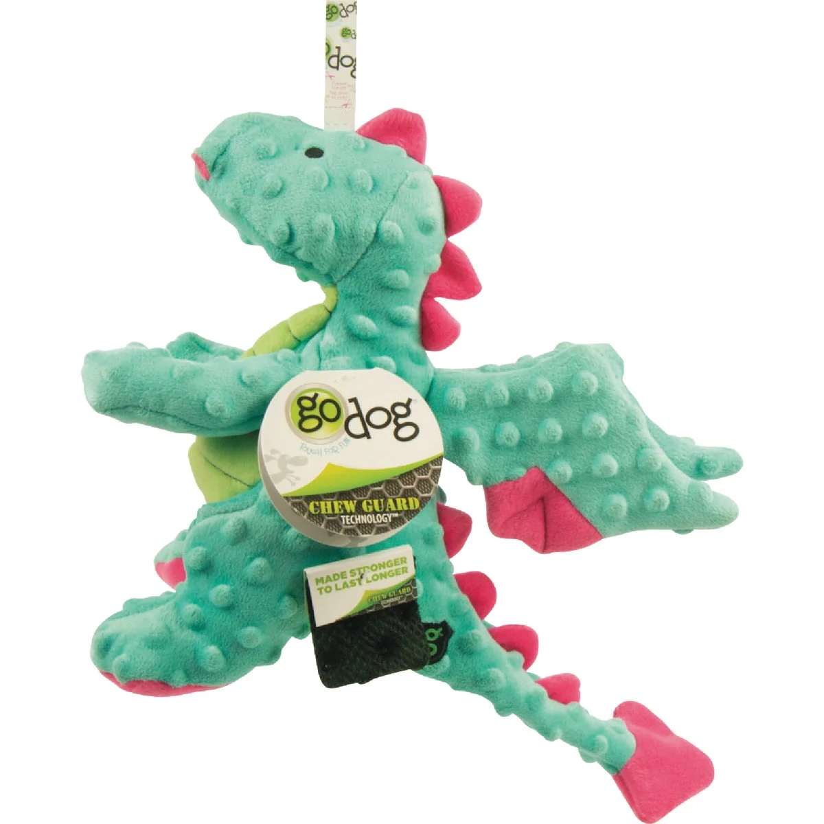 Effective goDog Dragons Large Seafoam Squeaky Plush Dog Toy Outstanding