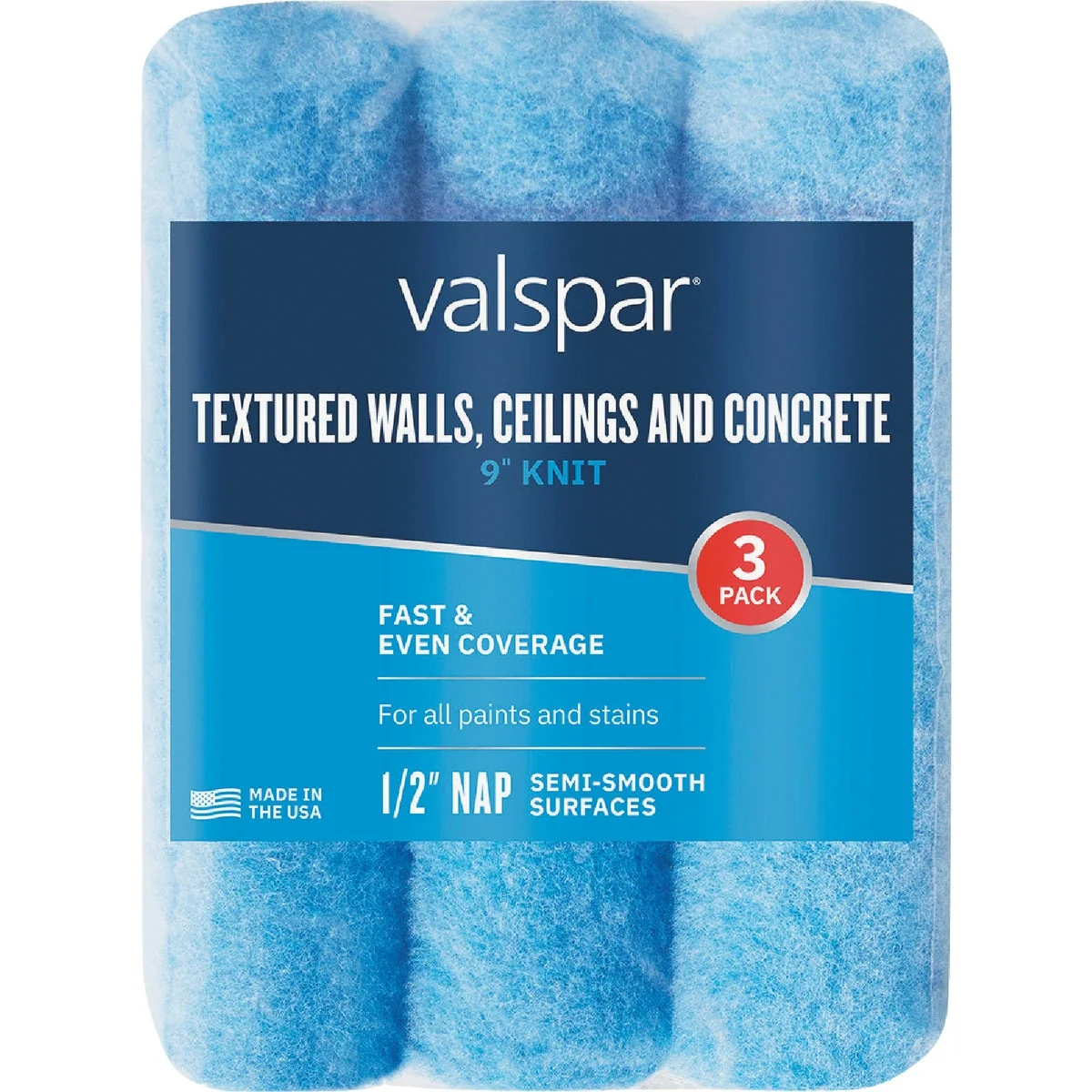 Convenient Valspar 9 In. x 1 2 In. Nap Knit Polyester Paint Roller Cover 3-Pack Crafted