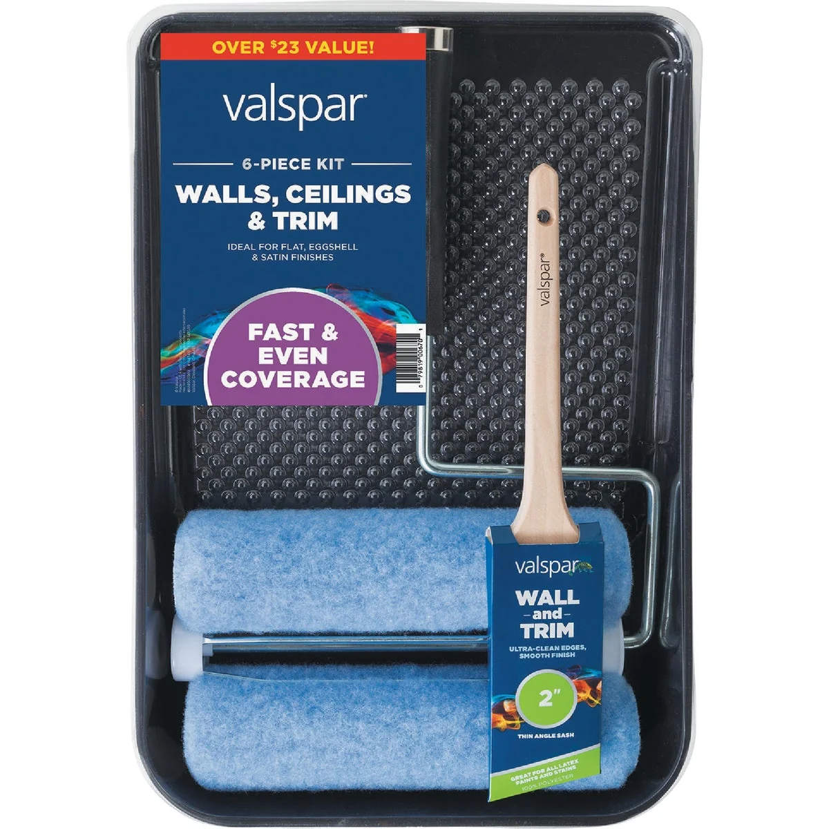 Efficient Valspar Walls Ceilings Trim Paint Roller Kit 6-Piece Professional