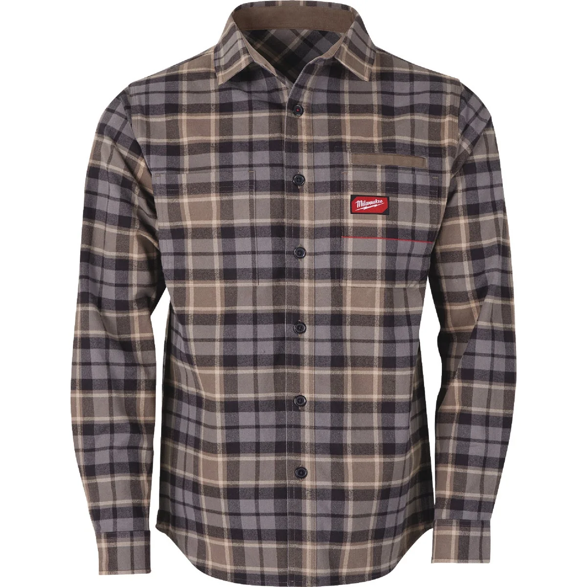 Clean Milwaukee GridIron Men's Medium Gray Long Sleeve Flannel Shirt Premium Material