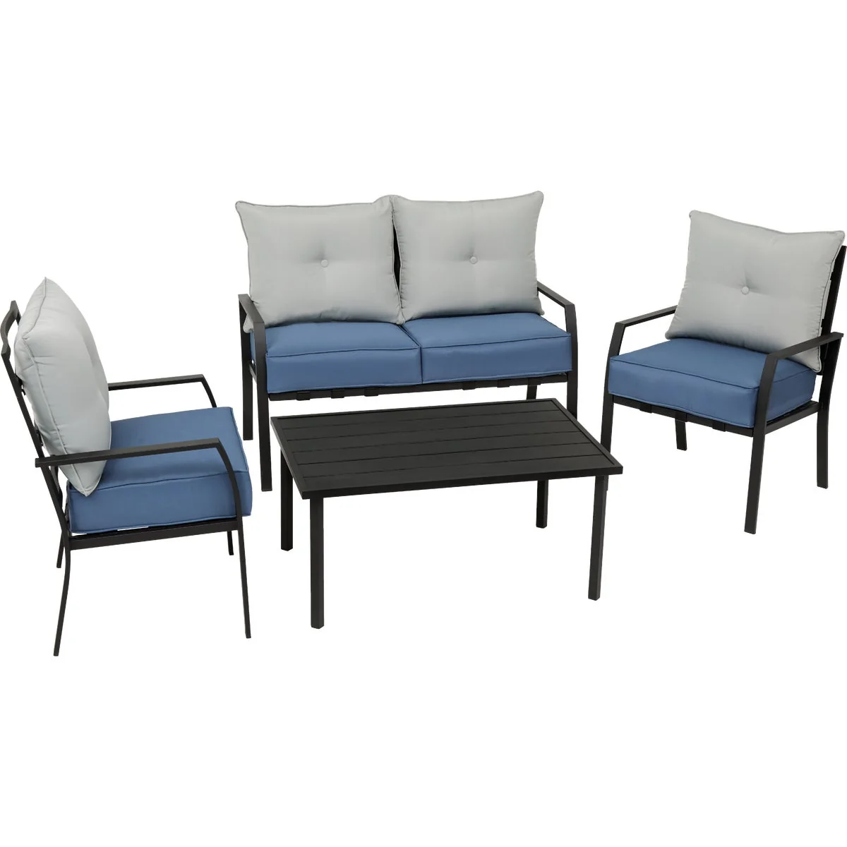 Fashionable Outdoor Expressions Azure 4-Piece Gray Chat Set First-Class