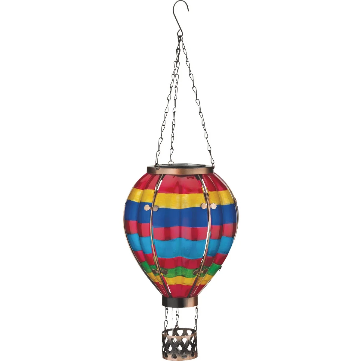 Long-Lasting Regal Art Gift Large Multi-Stripe Hot Air Balloon Solar Lantern Soft