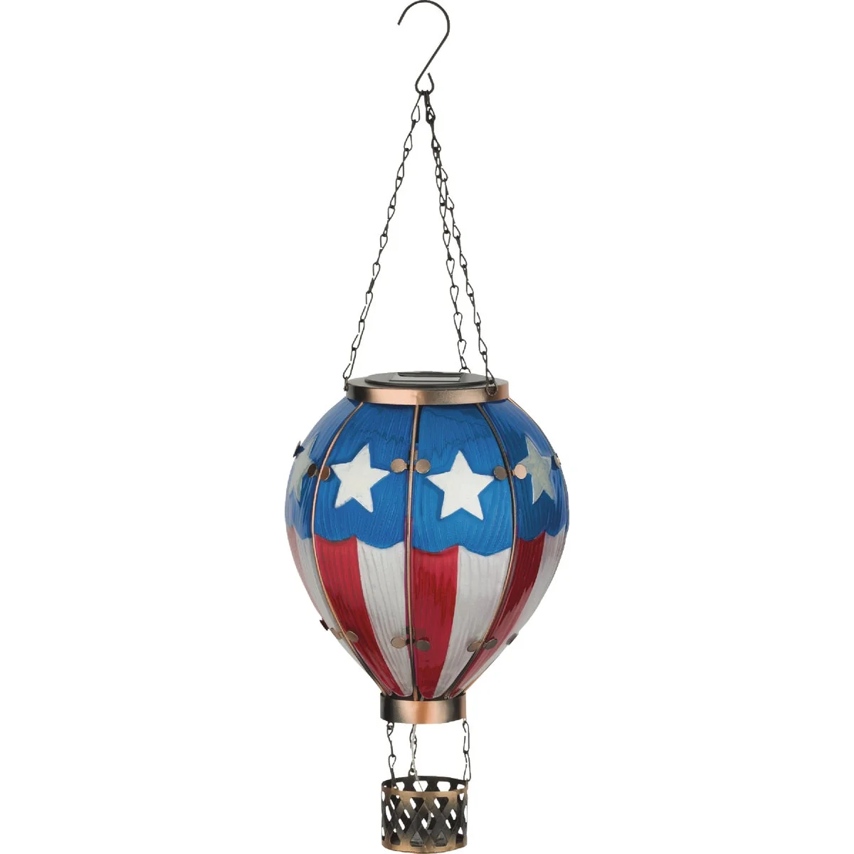 Enhanced Regal Art Gift Large Americana Hot Air Balloon Solar Lantern Safe