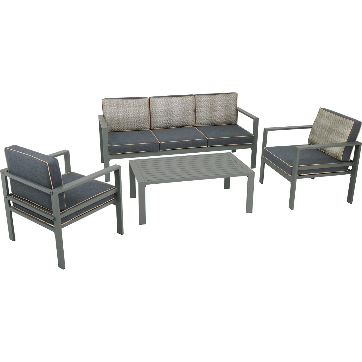 Solid Outdoor Expressions 4-Piece Aluminum Sofa Patio Chat Set Proven