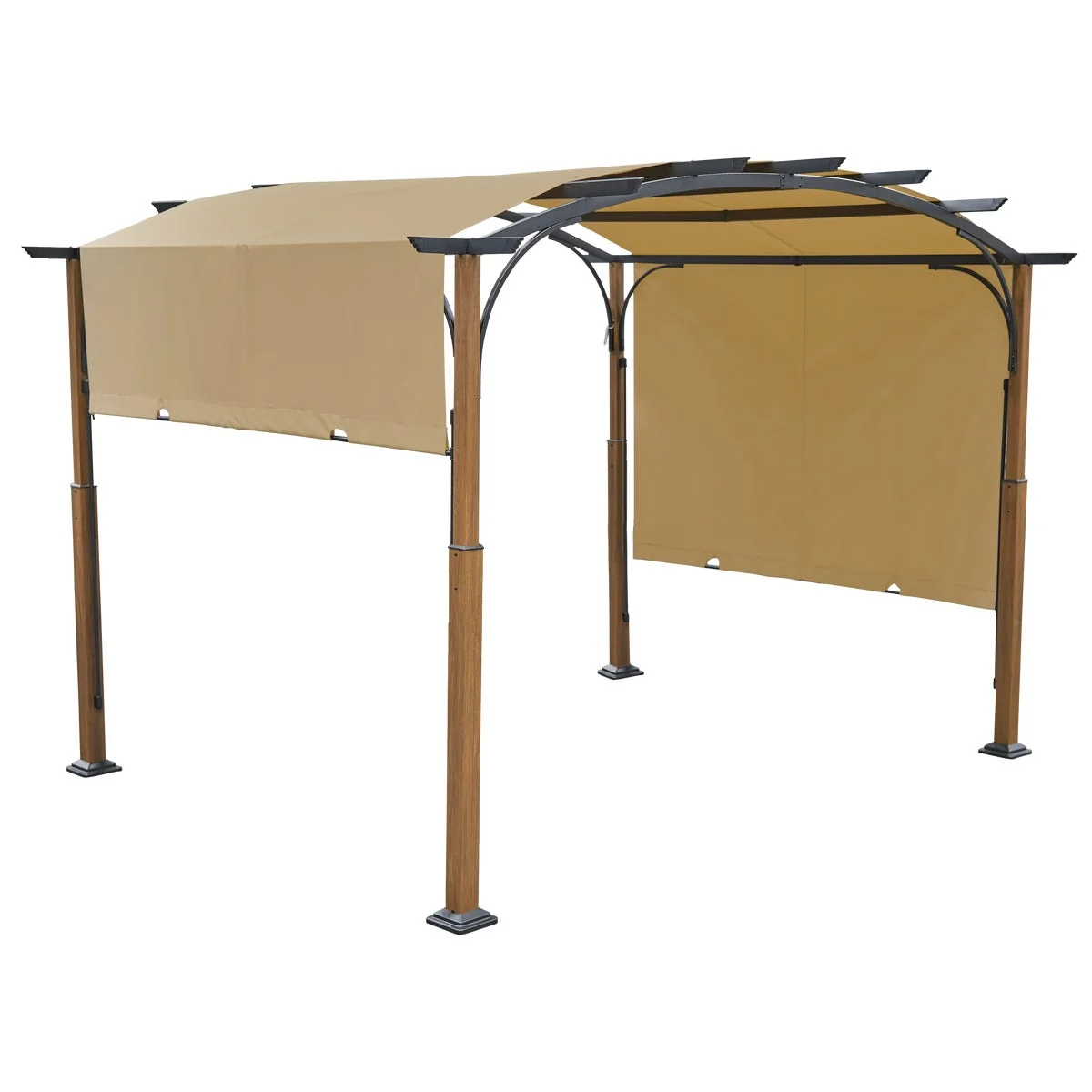 Versatile Outdoor Expressions 9.84 Ft. W. x 8.27 Ft. H. x 11.81 Ft. L. Wood Grain Steel Pergola Easy-to-Use