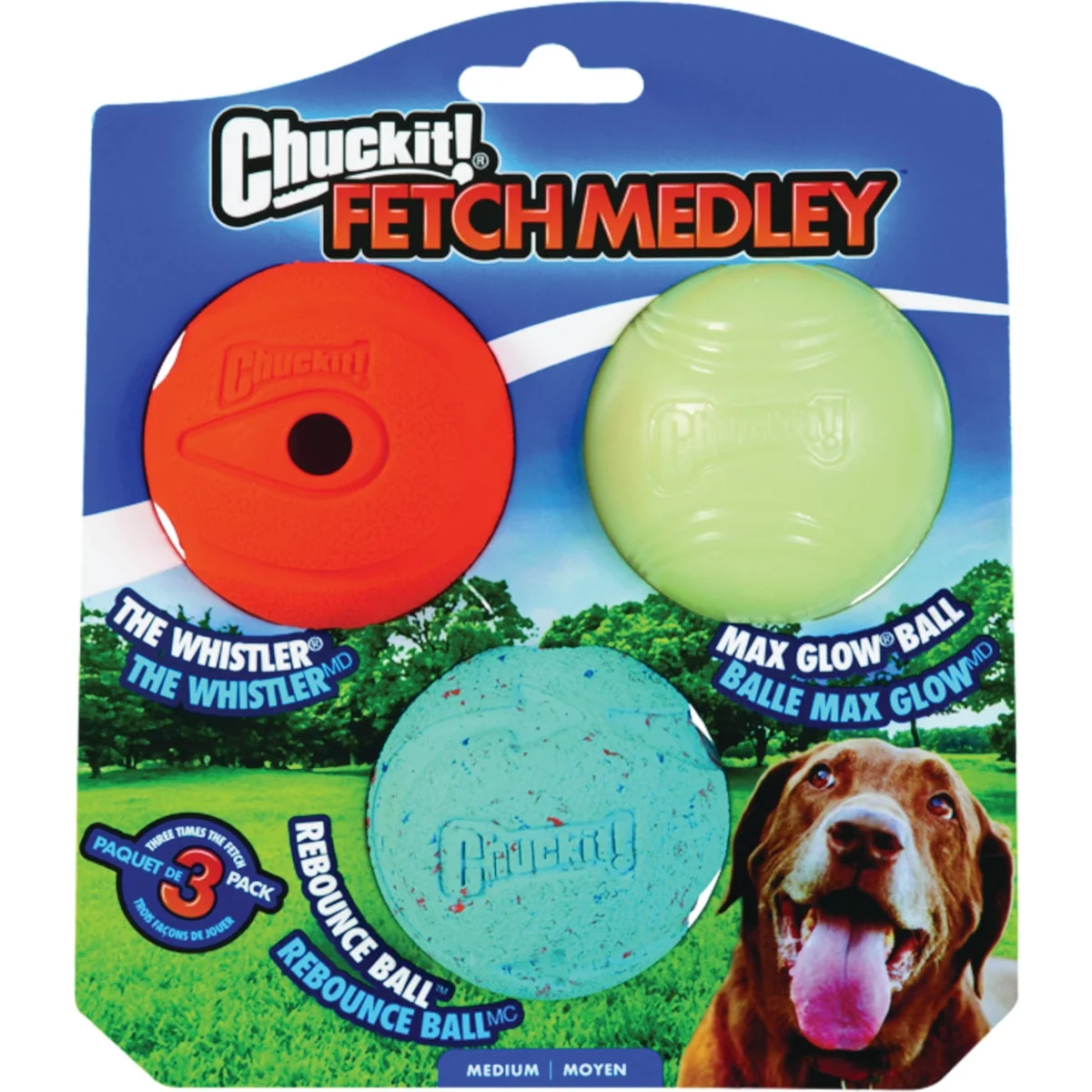 Reusable Chuckit Fetch Medley Medium Ball 3-Pack Clean