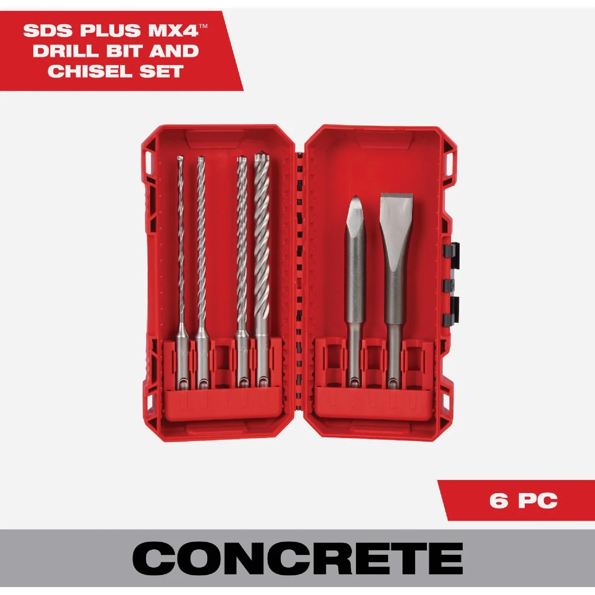 Artisan Milwaukee 6-Piece SDS Plus MX4 4-Cutter Chisel Kit Flexible