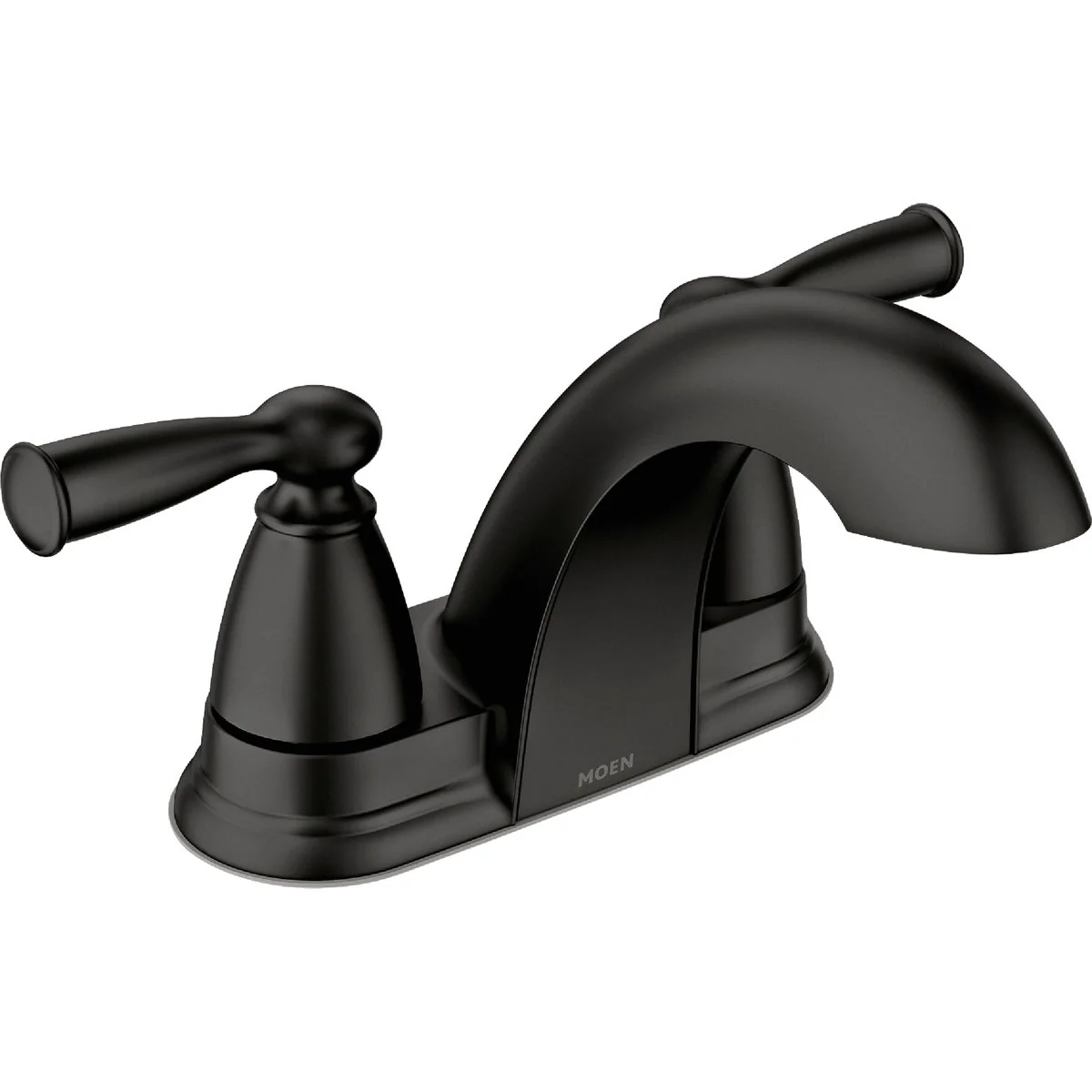 Exclusive Moen Banbury 2-Handle Lever Low Arc Centerset Bathroom Faucet Matte Black Convenient