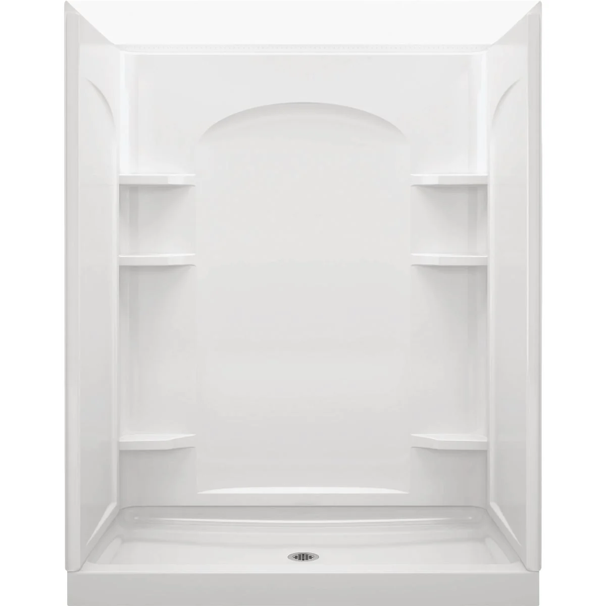 Responsible Sterling Ensemble 72-1 2 In. H. x 34 In. D. White Vikrell Curved Shower End Wall Minimalist