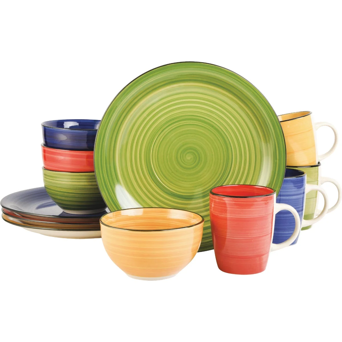 Powerful Gibson Home Color Vibes Assorted Color Stoneware Dinnerware Set 12-Piece Luxury