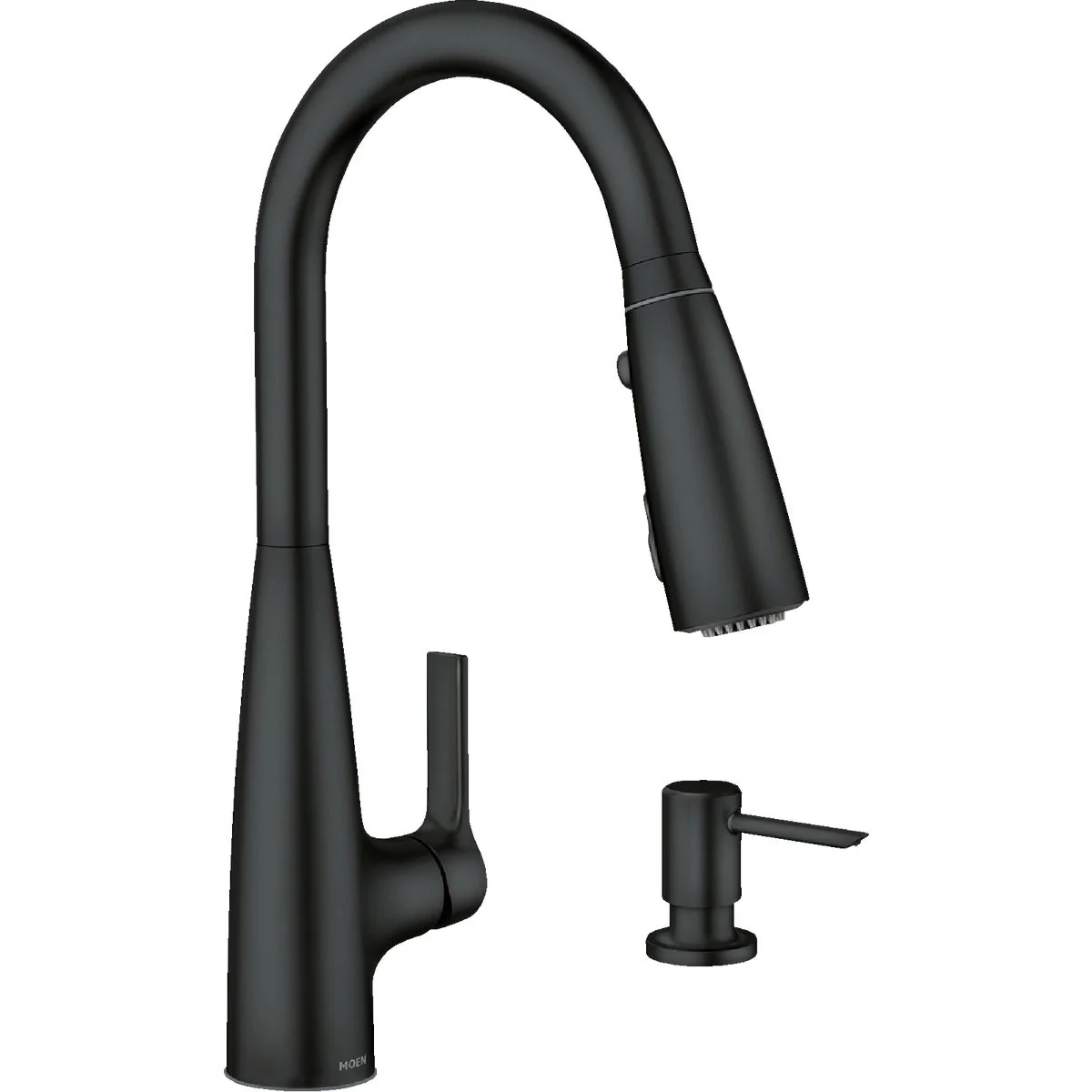Clean Moen Haelyn 2-Handle Pull-Down Kitchen Faucet with ColorCue Matte Black Carefully Designed