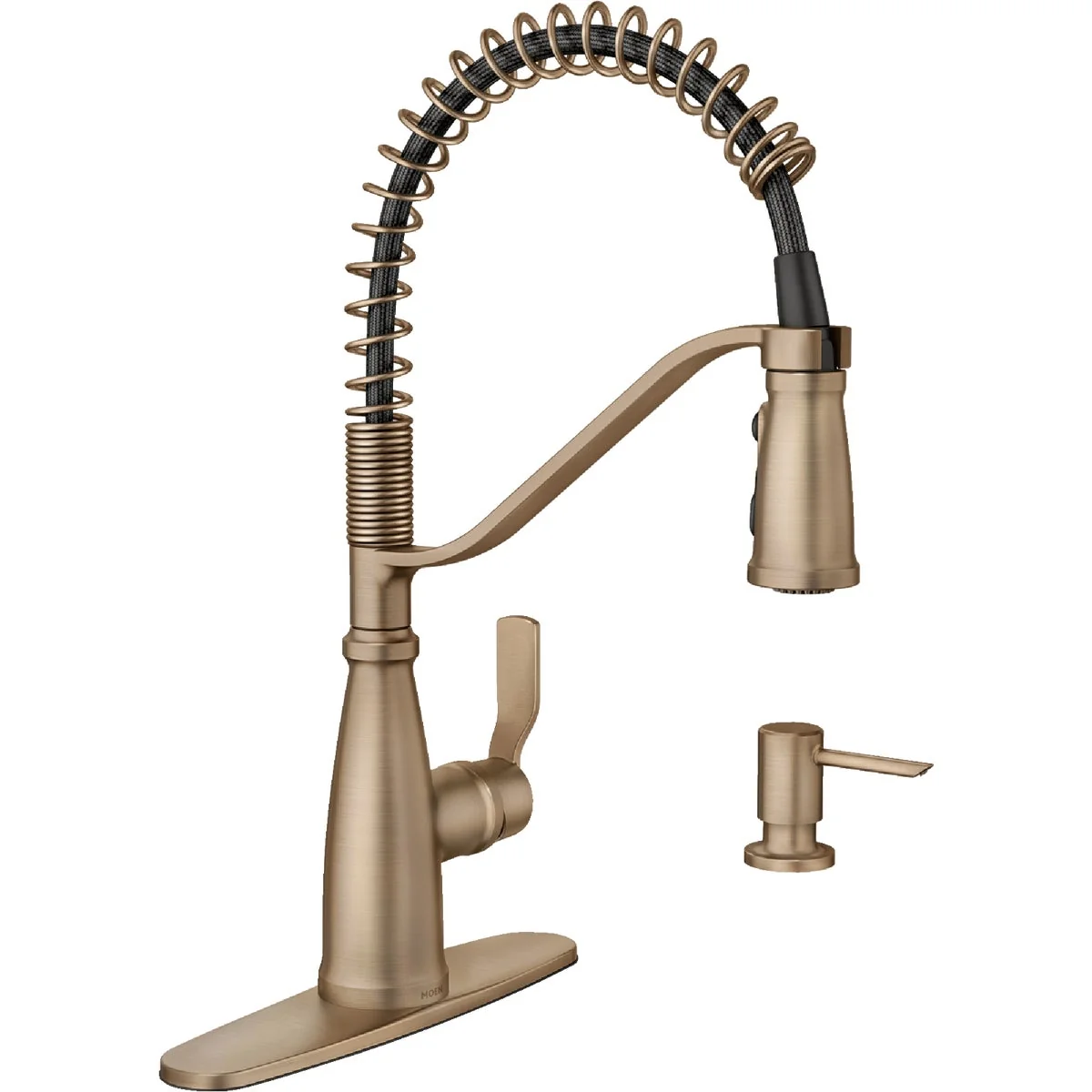 Genuine Moen Nolia 1-Handle Pull-Down Widespread Kitchen Faucet Bronzed Gold Functional