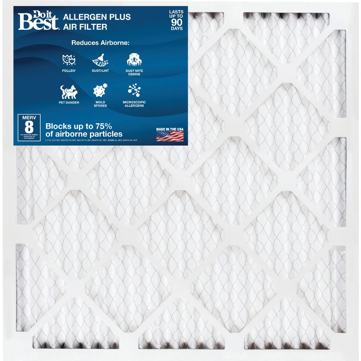Durable Do it 16 In. x 20 In. x 1 In. MERV 8 Furnace Filter 2-Pack Original Design