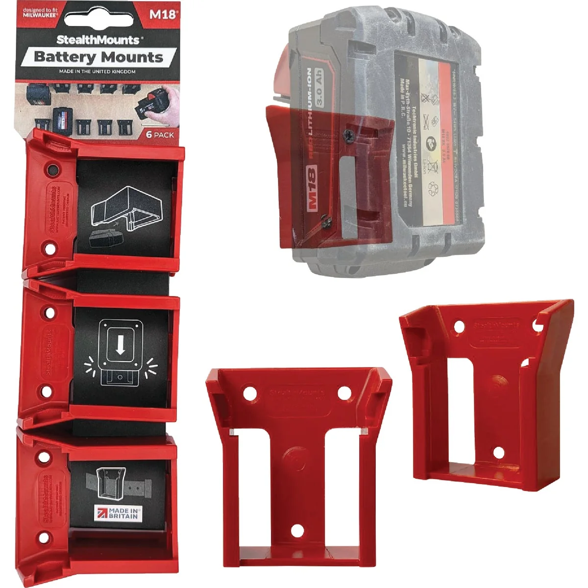 Contemporary StealthMounts Battery Mounts for Milwaukee M18 6-Pack Natural